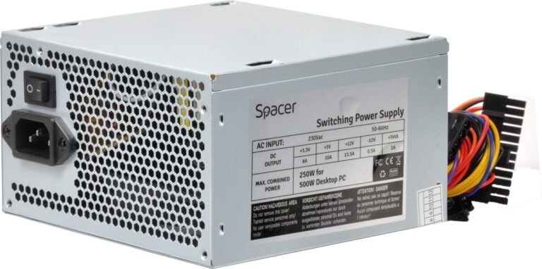 SURSA SPACER 500, 250W for 500 Desktop PC, fan 120mm, Switch ON/OFF „SPS-ATX-500-V12”, (include TV 1.75lei)