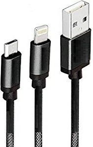 CABLU alimentare si date SPACER, pt. smartphone, dual, USB 2.0 (T) la Micro-USB 2.0 (T) + Lightning (T), 1m, black, „SPDC-DualDCC” (include TV 0.06 lei)