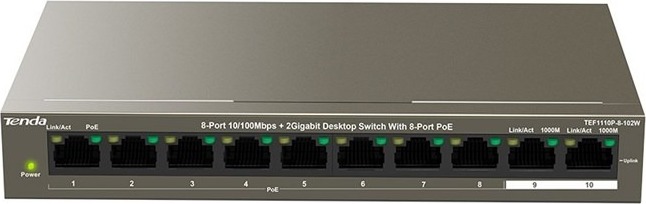 Switch Tenda TEF1110P-8-102W, 8 Porturi PoE 10/100Mbps