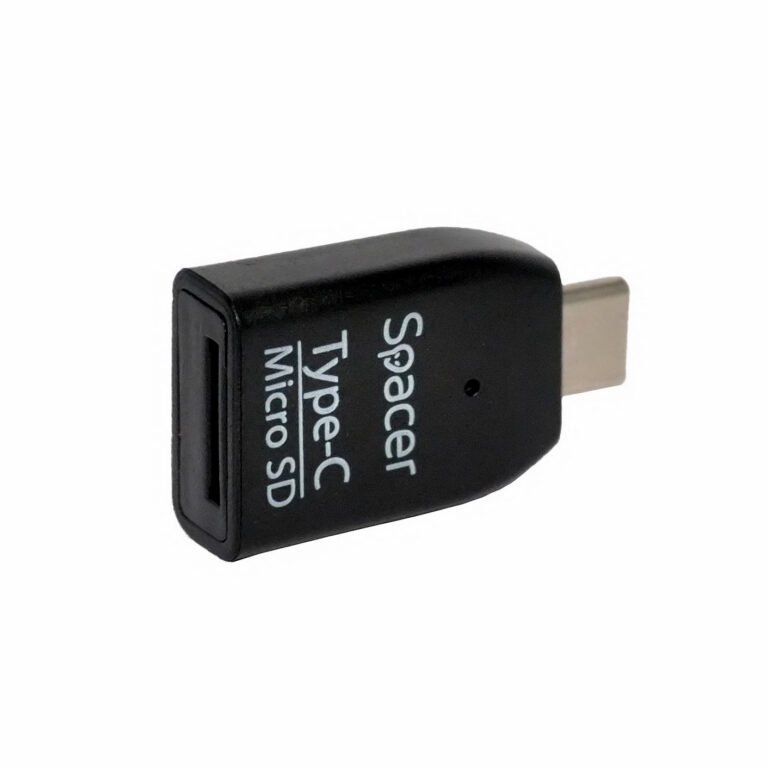 CARD READER extern SPACER, interfata USB Type C, citeste/scrie: micro SD; plastic, negru, „SPCR-307” (timbru verde 0.03 lei)
