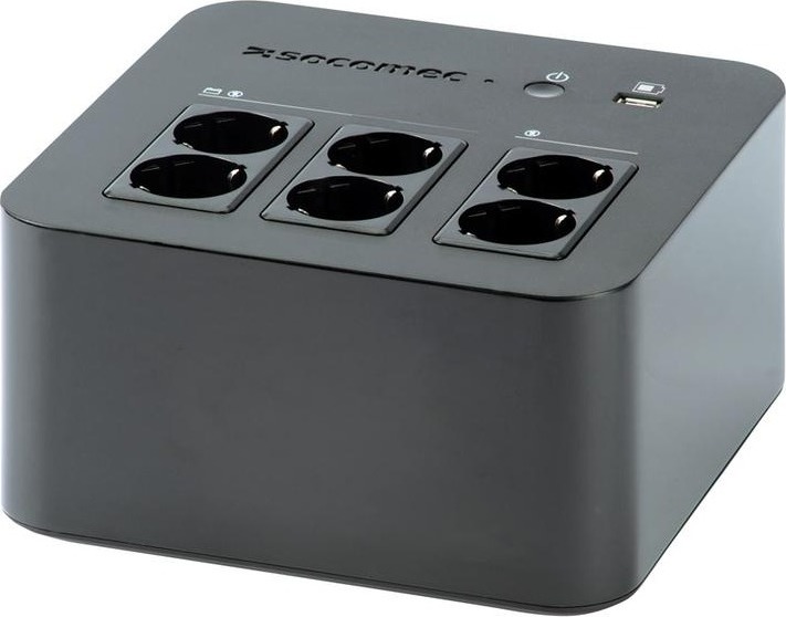 Ups Socomec Line Int Mgmt Brick   600va 360w Avr 6 X Socket Shucko Indicatie Status Cu Led 1 X Baterie 12v7a Backup 15 Min Incarcare 8h Conector Usb Usb Charger Netys Pl 600va Npl0600dinclude Tv 2 Lei Include Tv 35lei