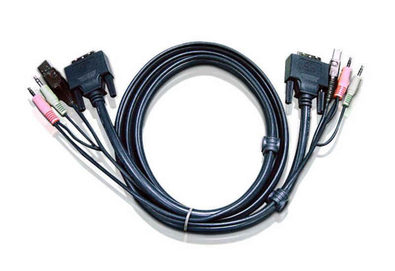 Cablu Kvm Aten Cablu 3 In 1 Conector Tip Usb T  35 Mm Jack T X 2  Dvid T 2l7d05u Include Tv 08lei