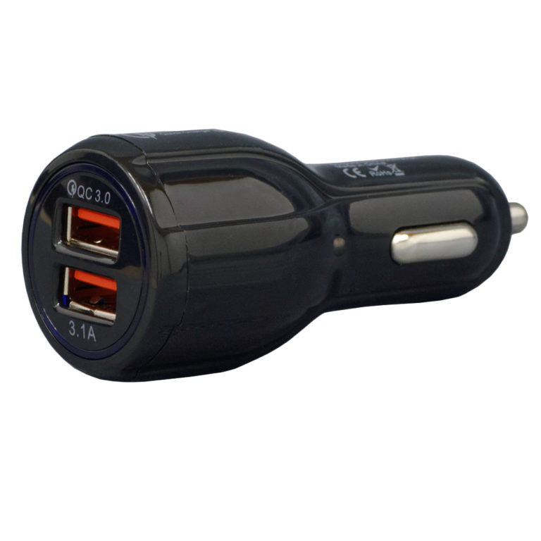 ALIMENTATOR auto SPACER, 2 x USB (1 x USB QC3.0 & 1 USB max. 3.1A), pt. bricheta auto, black, „SP-QC-30” (include TV 0.18lei)