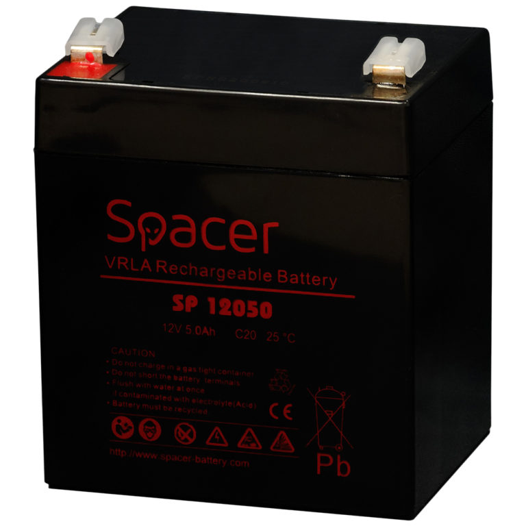 ACUMULATOR UPS SPACER 12V / 5Ah, dimensiuni: 90x70x101mm, inaltime+terminal: 107mm, terminal F2(T2), „SP-BAT-12V5AH” (include TV 0.5 lei)