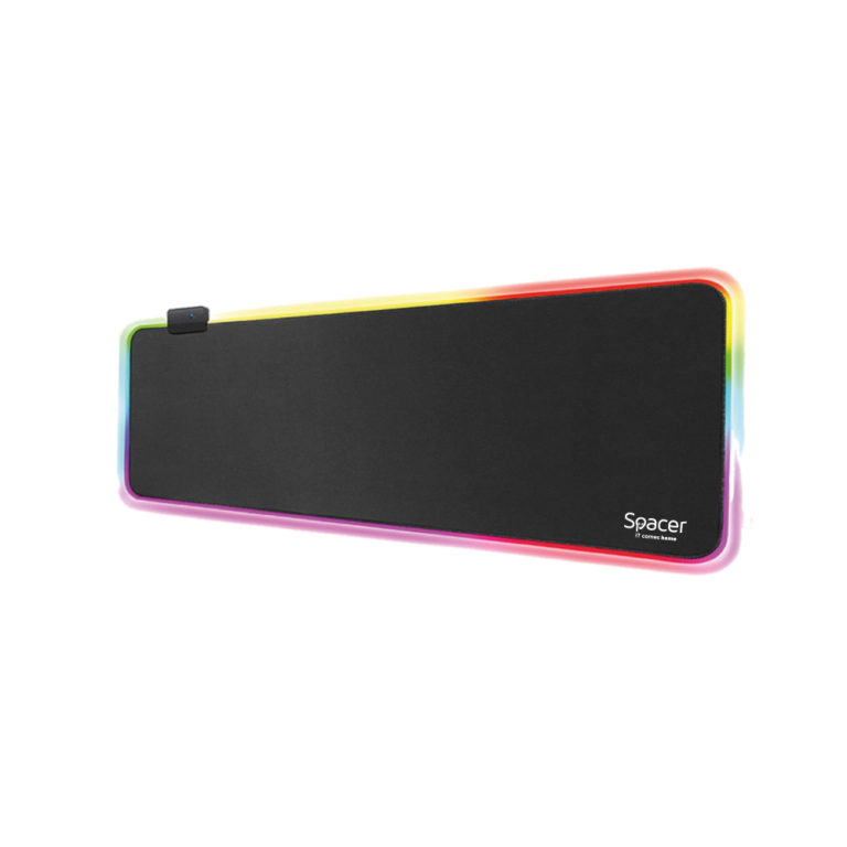 MousePAD RGB SPACER gaming, cauciuc si material textil, 900 x 300 x 3 mm, 1.8 m lungime cablu, negru „SP-PAD-GAME-RGB-B”