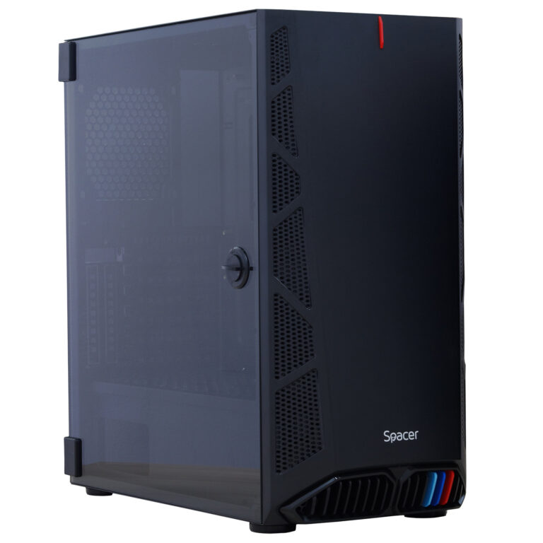CARCASA SPACER – gaming, Middle Tower, ATX, „HUNTER”, fara sursa, usa sticla securizata (balama), USB 2.0 x 2, USB 3.0 x 1, Jack 3.5mm x 2, mesh , „SPGC-HUNTER”