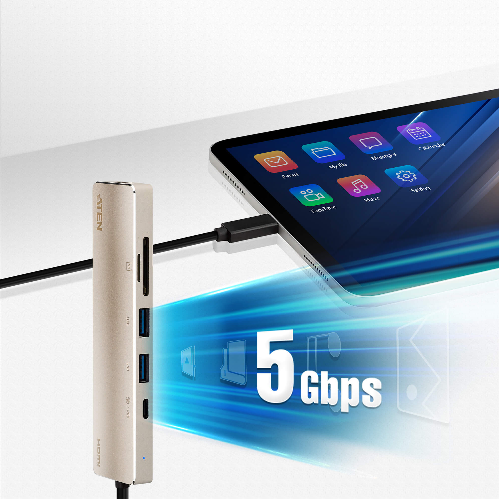 Docking Station Aten Universal  Conectare Pc Usb Type C  Usb 3 1 X 2  Usb Type C X 1  Card Reader Sd Microsd X 1  Hdmi X 1  Nb 60 W  Gri   Uh3239 At   Include Tv 0 18lei 