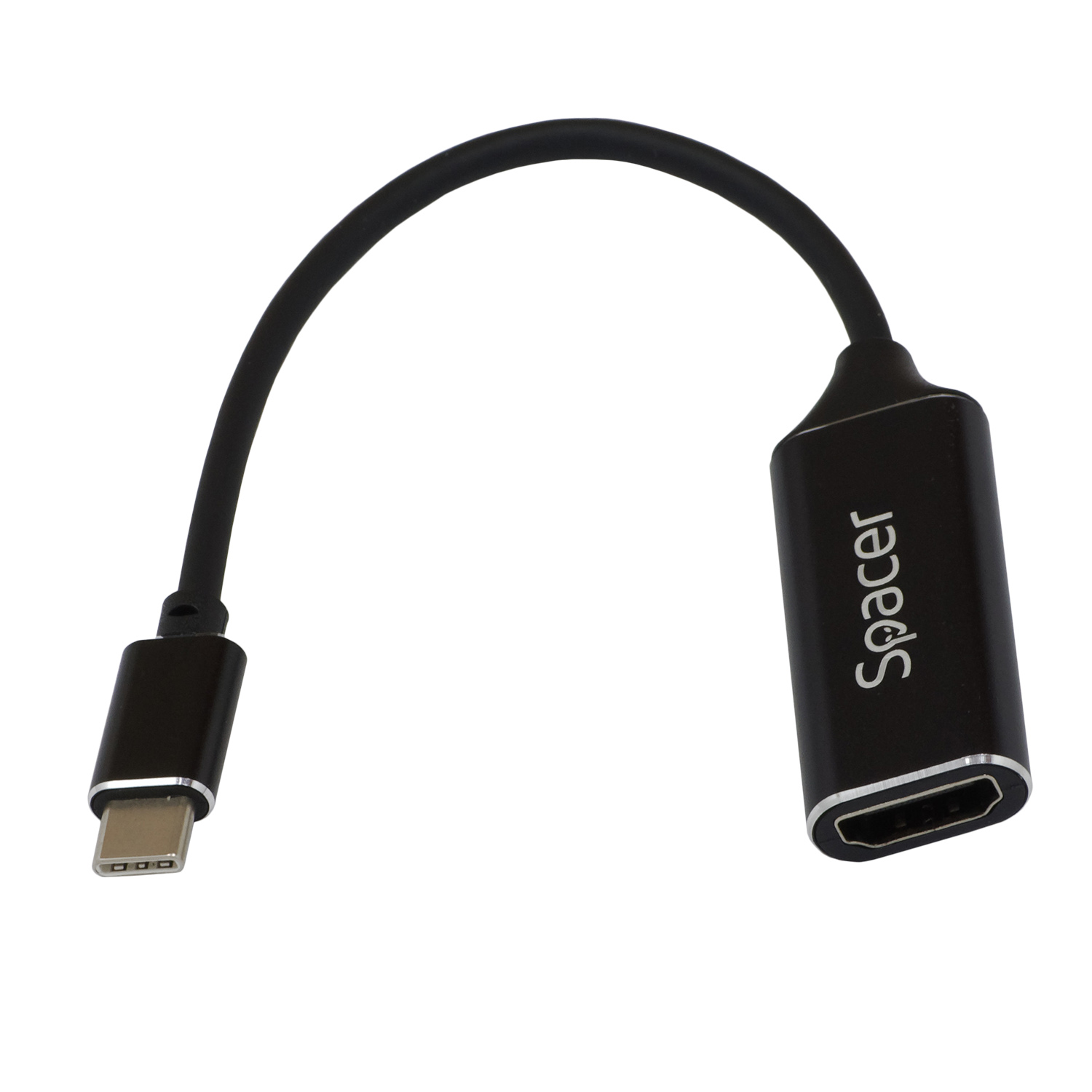 CABLU video SPACER, adaptor USB 3.1 Type-C (T) la HDMI (M), 15cm, rezolutie maxima 4K UHD (3840 x 2160) la 30 Hz, Black, „SP-CM-HDMIF-01” (timbru verde 0.18 lei)