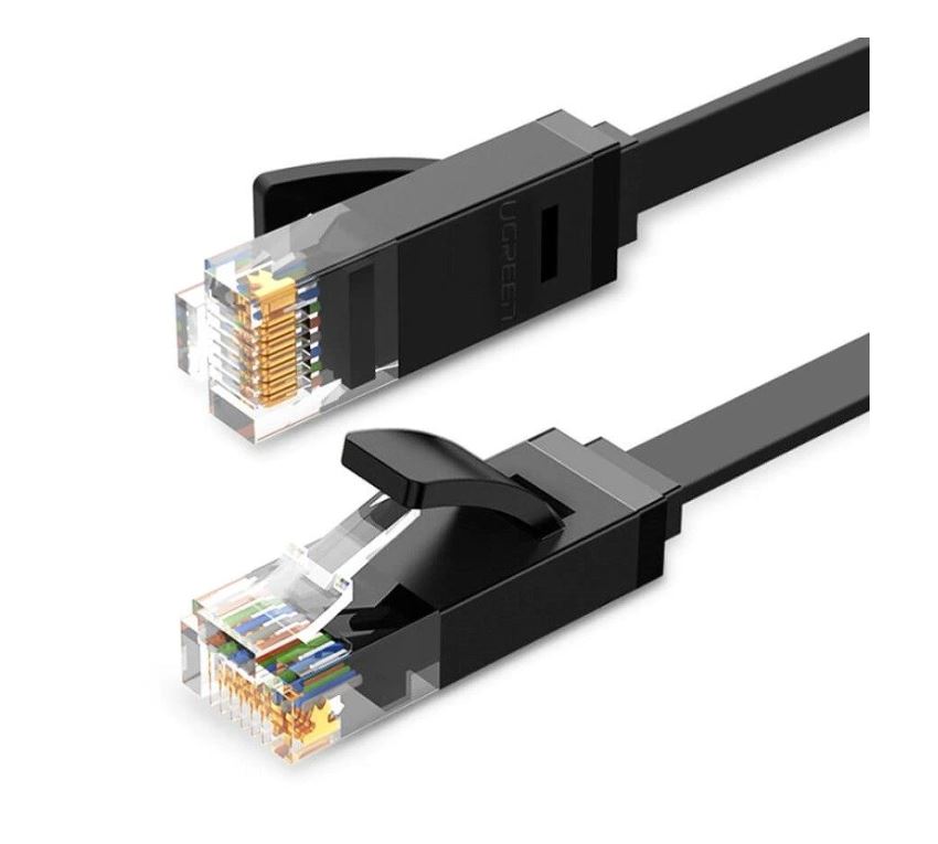 Patch Cord Utp Ugreen Cat6   Nw102  Fire Din Cupru  Flat Cable  Viteza Maxima 1 Gbps  1m  Negru  50173   Include Tv 0 06 Lei    6957303851737