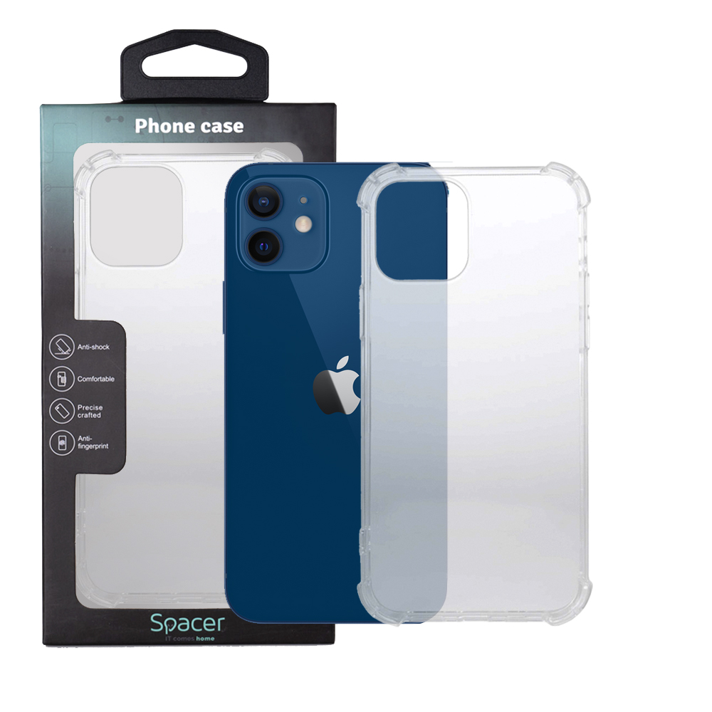 Husa Iphone 12, grosime 1.5mm, protectie suplimentara antisoc la colturi, material flexibil TPU, transparenta „SPPC-AP-IP12-CLR”