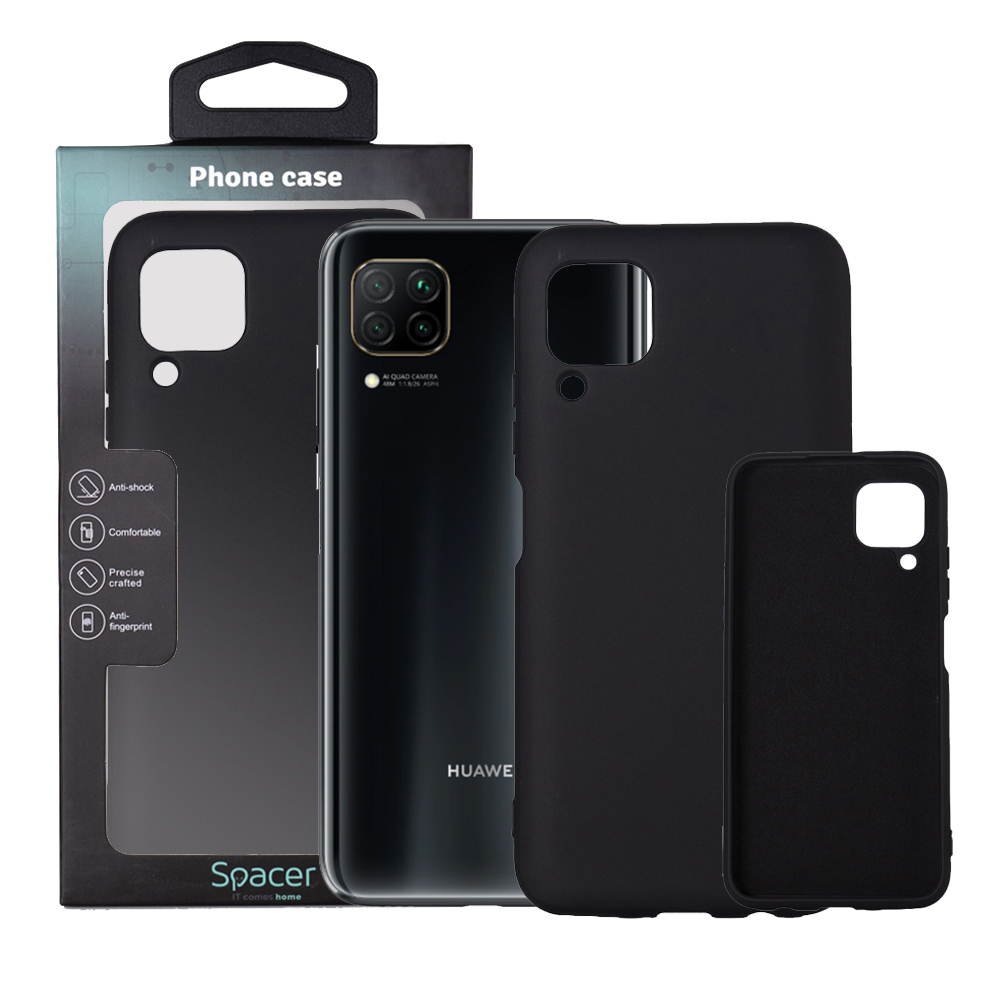 Husa Huawei telefon P 40 Lite, negru, tip back cover, material flexibil silicon + interior cu microfibra, „SPPC-HU-P-40L-SLK”