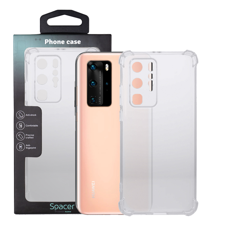 Husa Huawei telefon P 40 Pro, transparent, tip back cover, protectie suplimentara antisoc la colturi, material flexibil TPU, „SPPC-HU-P-40P-CLR”