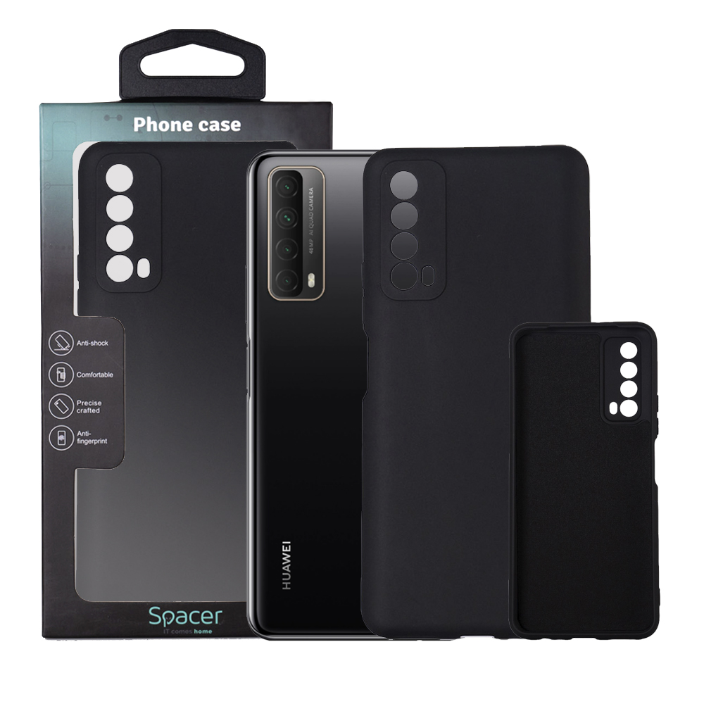 Husa Huawei telefon P Smart, negru, tip back cover, material flexibil silicon + interior cu microfibra, „SPPC-HU-P-S-SLK”