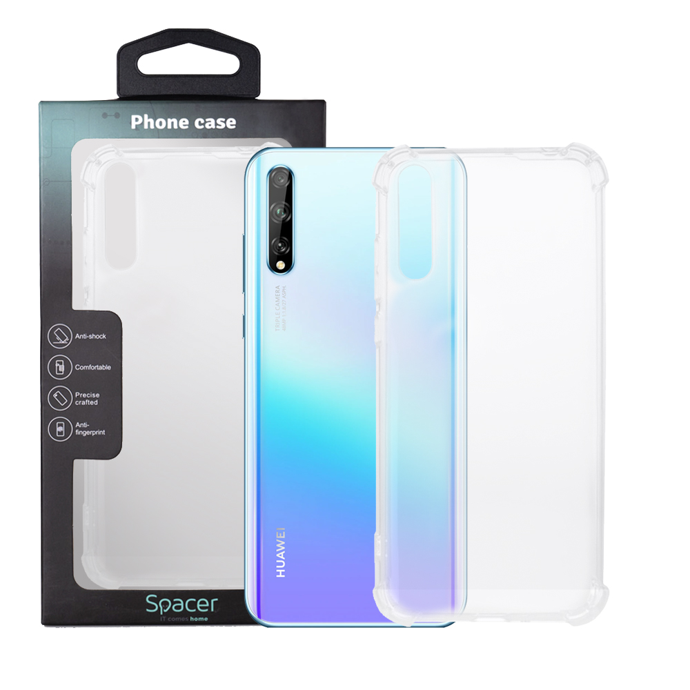 Husa Huawei telefon P Smart S, transparent, tip back cover, protectie suplimentara antisoc la colturi, material flexibil TPU, „SPPC-HU-P-SS-CLR”