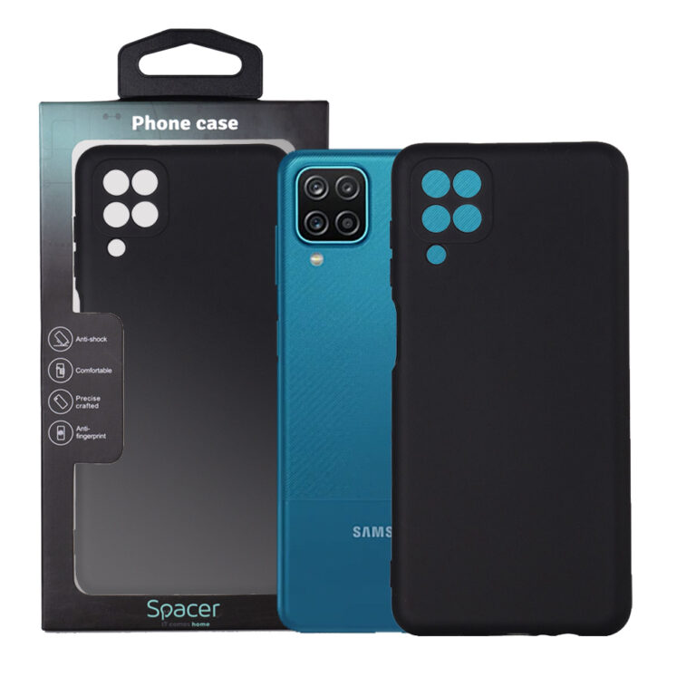 HUSA SMARTPHONE Spacer pentru Samsung Galaxy A12, grosime 2mm, material flexibil silicon + interior cu microfibra, negru „SPPC-SM-GX-A12-SLK”