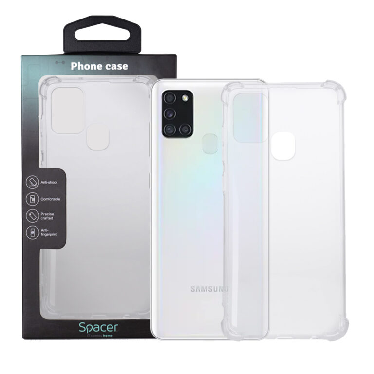 Husa Samsung Galaxy A21S Spacer, transparenta, grosime 1.5mm, protectie suplimentara antisoc la colturi, material flexibil TPU “SPPC-SM-GX-A21S-CLR”