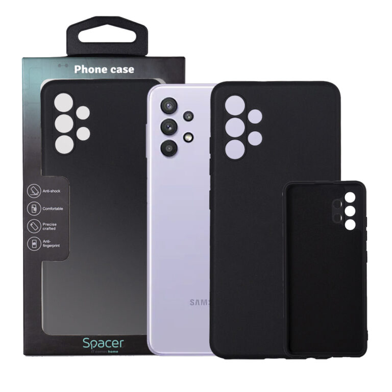 HUSA SMARTPHONE Spacer pentru Samsung Galaxy A32 4G, grosime 2mm, material flexibil silicon + interior cu microfibra, negru „SPPC-SM-GX-A324G-SLK”