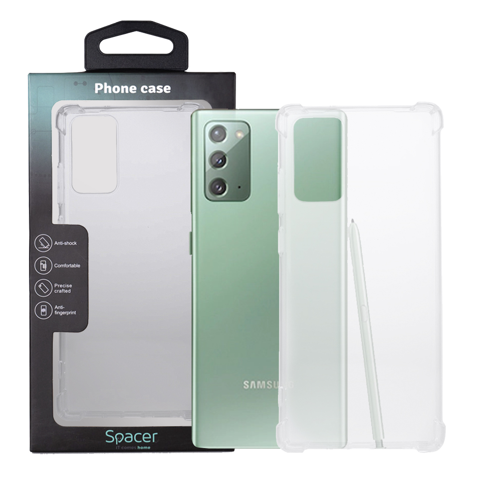 Husa Samsung Galaxy Note 20 Spacer, transparenta, grosime 1.5mm, protectie suplimentara antisoc la colturi, material flexibil TPU „SPPC-SM-GX-N20-CLR”