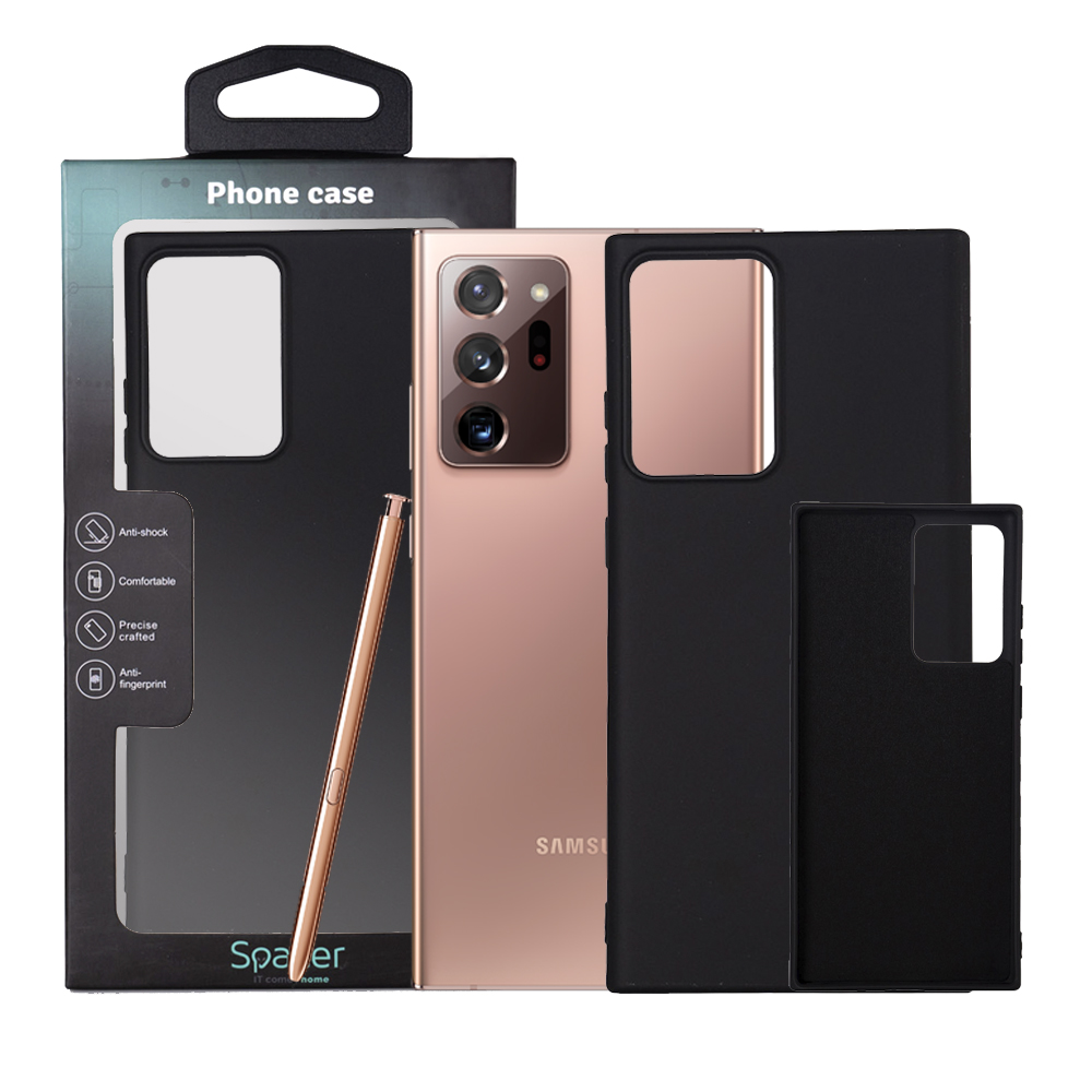 Husa Samsung Galaxy Note 20 Ultra Spacer, negru, grosime 2mm, material flexibil silicon + interior cu microfibra „SPPC-SM-GX-N20U-SLK”