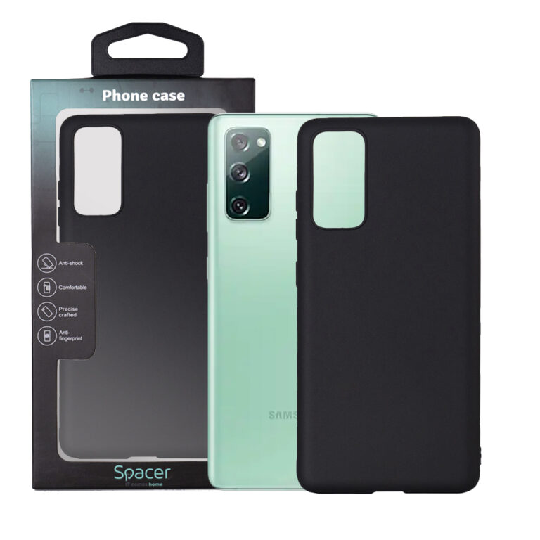 HUSA SMARTPHONE Spacer pentru Samsung Galaxy S20 FE (2021), grosime 2mm, material flexibil silicon + interior cu microfibra, negru „SPPC-SM-GX-S20FE-SLK”
