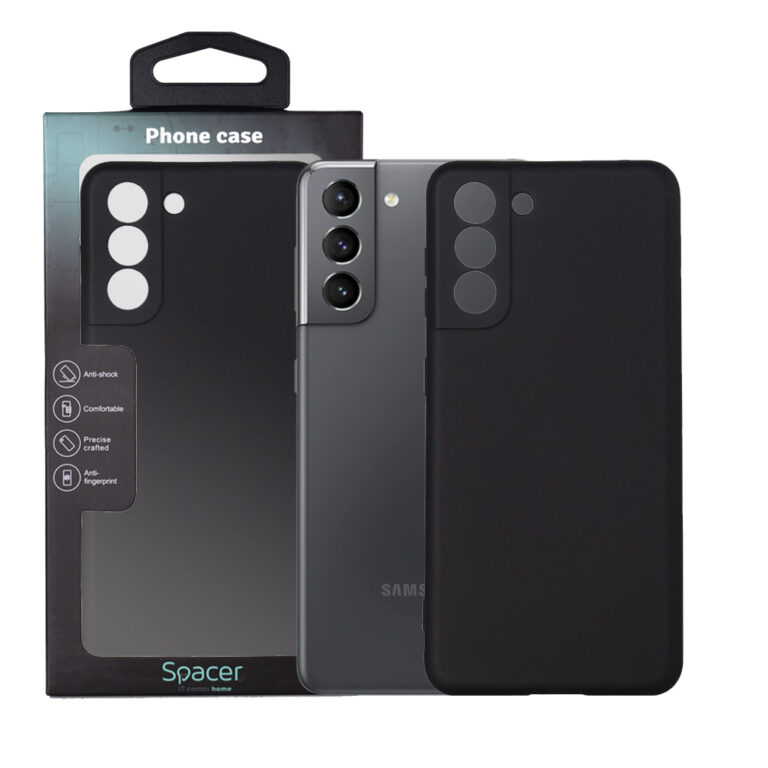 HUSA SMARTPHONE Spacer pentru Samsung Galaxy S21, grosime 2mm, material flexibil silicon + interior cu microfibra, negru „SPPC-SM-GX-S21-SLK”