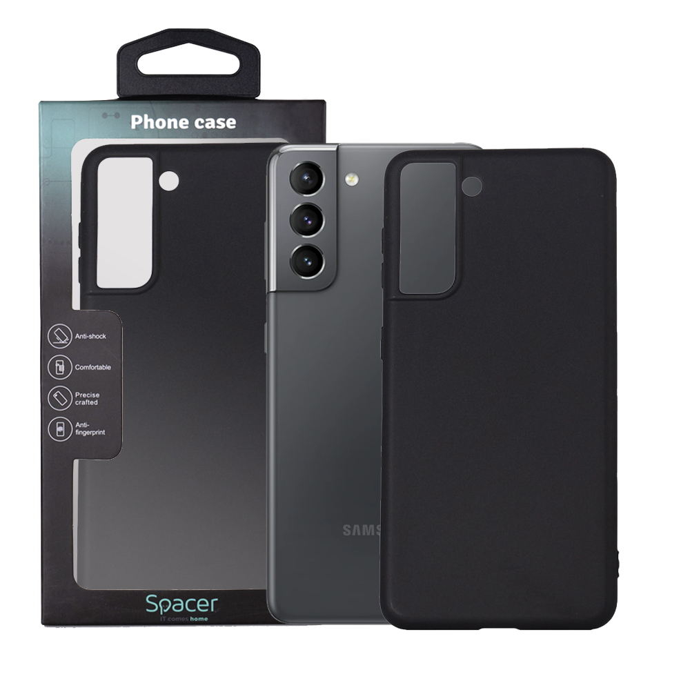 Husa Samsung Galaxy S21 Spacer, negru, grosime 1.5mm, material flexibil TPU „SPPC-SM-GX-S21-TPU”