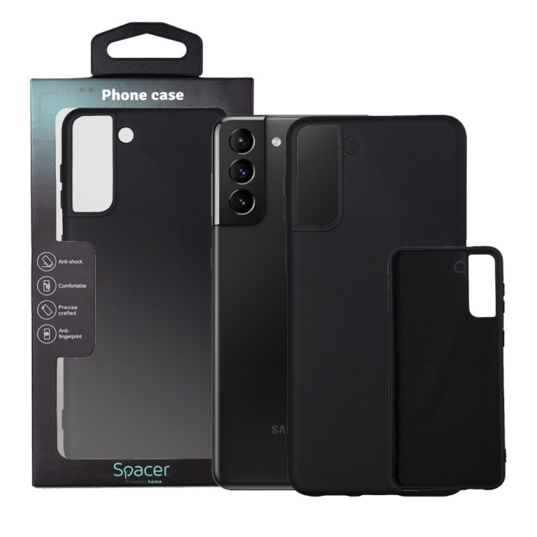 HUSA SMARTPHONE Spacer pentru Samsung Galaxy S21 Plus, grosime 2mm, material flexibil silicon + interior cu microfibra, negru „SPPC-SM-GX-S21P-SLK”