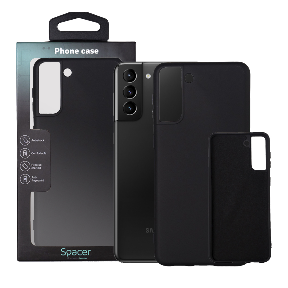 Husa Samsung Galaxy S21 Plus Spacer, negru, grosime 2mm, material flexibil silicon + interior cu microfibra „SPPC-SM-GX-S21P-SLK”