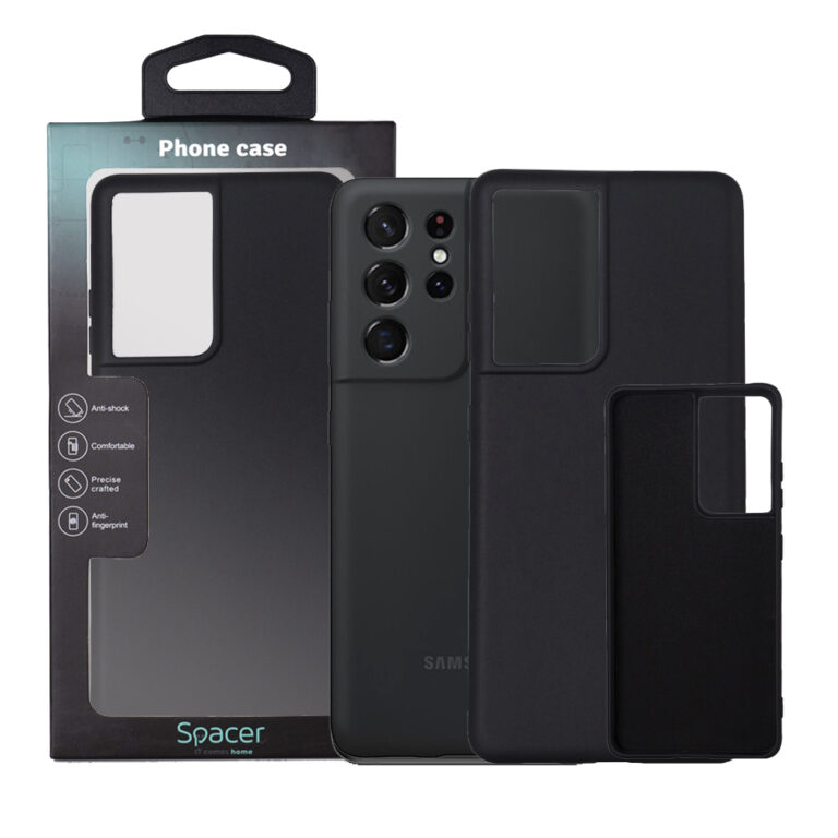 HUSA SMARTPHONE Spacer pentru Samsung Galaxy S21 Ultra, grosime 2mm, material flexibil silicon + interior cu microfibra, negru „SPPC-SM-GX-S21U-SLK”