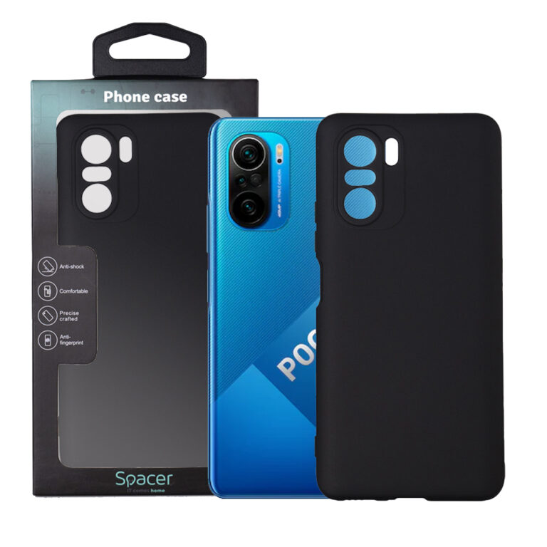 HUSA SMARTPHONE Spacer pentru Xiaomi Pocophone F3 5G, grosime 2mm, material flexibil silicon + interior cu microfibra, negru „SPPC-XI-PC-F35G-SLK”