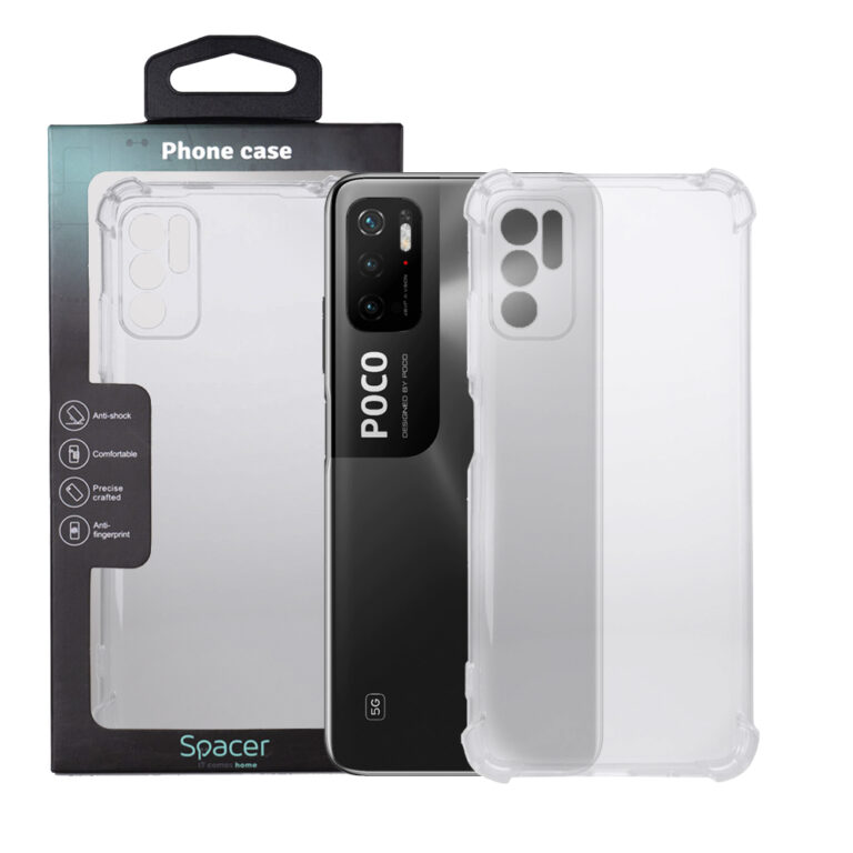 HUSA SMARTPHONE Spacer pentru Xiaomi Pocophone M3 Pro 5G, grosime 1.5mm, protectie suplimentara antisoc la colturi, material flexibil TPU, transparenta „SPPC-XI-PC-M3P5G-CLR”