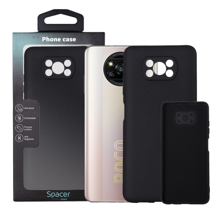 HUSA SMARTPHONE Spacer pentru Xiaomi Pocophone X3 Pro 5G, grosime 2mm, material flexibil silicon + interior cu microfibra, negru „SPPC-XI-PC-X3P5G-SLK”