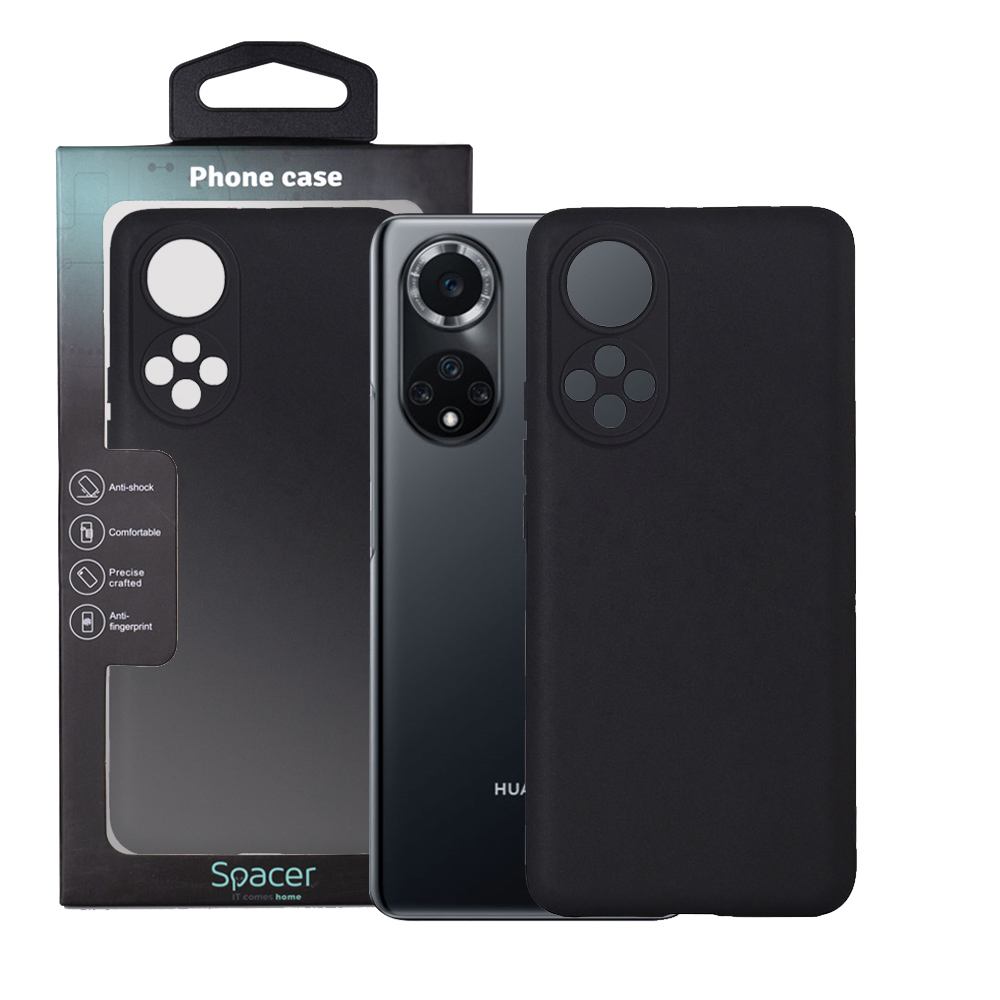 Husa Huawei telefon Nova 9, negru, tip back cover, material flexibil silicon + interior cu microfibra, „SPPC-HU-N9-SLK”