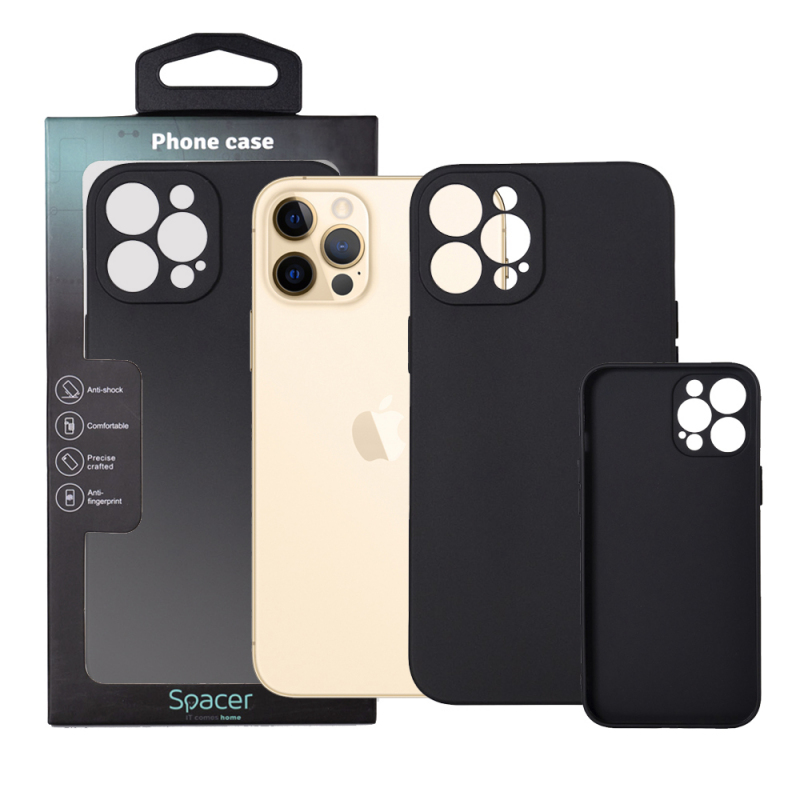 Husa Iphone 13 Pro Max Spacer, grosime 1.5mm, material flexibil TPU, negru „SPPC-AP-IP13PM-TPU”