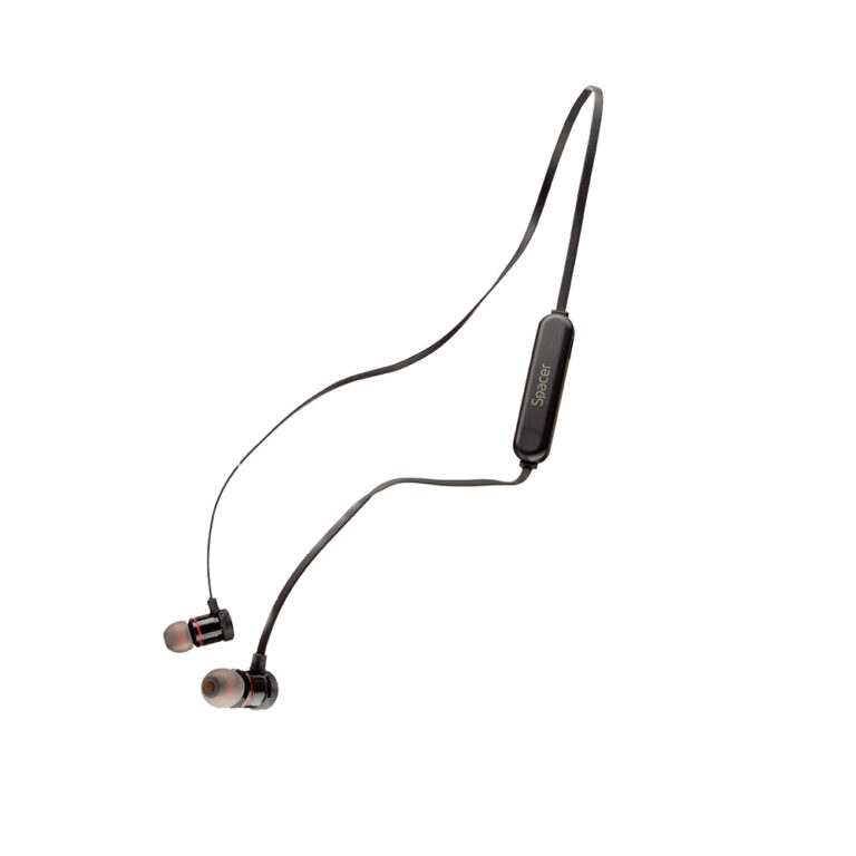 CASTI Spacer, wireless, intraauriculare cu fir de legatura, pt smartphone, microfon pe fir, conectare prin Bluetooth 4.1, negru, „SP-BH-01”, (include TV 0.18lei)