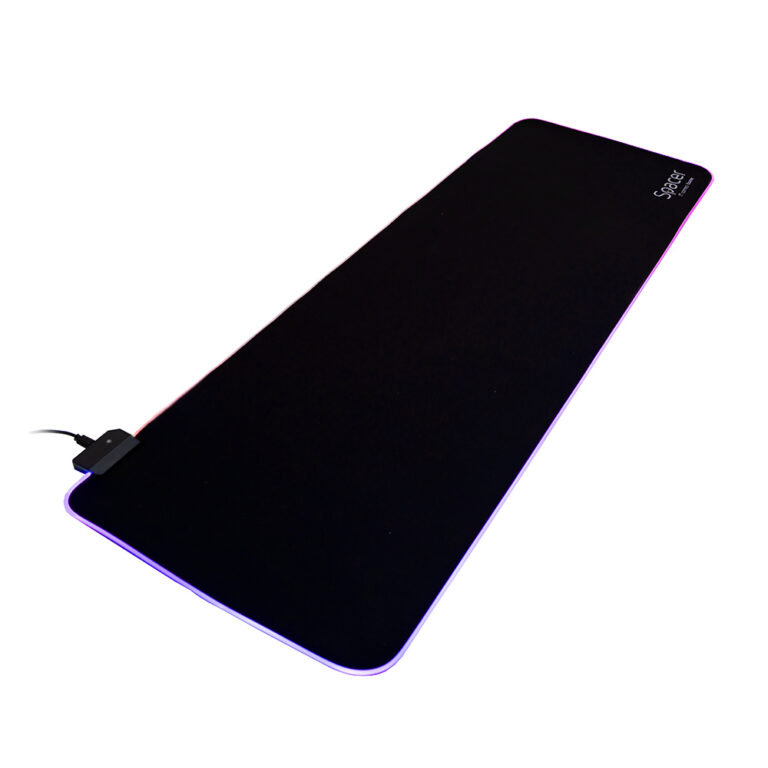 MousePAD RGB SPACER gaming, cauciuc si material textil, 900 x 300 x 3 mm, 1.8 m lungime cablu, negru „SP-PAD-GAME-RGB-B” (include TV 0.6 lei)