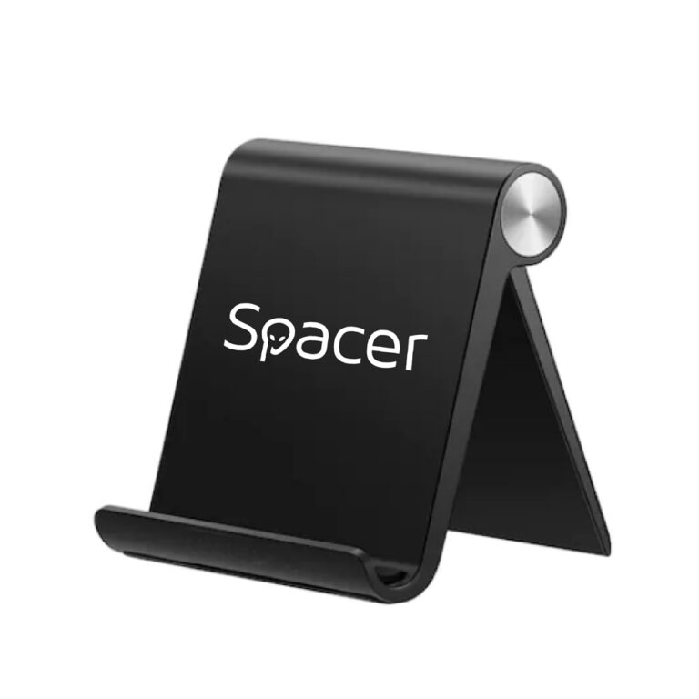 SUPORT telefon SPACER, pliabil, fixare pe biou, universal cu unghi ajustabil, dimensiuni 90 x 70 x 12mm, negru, „SPDH-FLIP-01-BK”