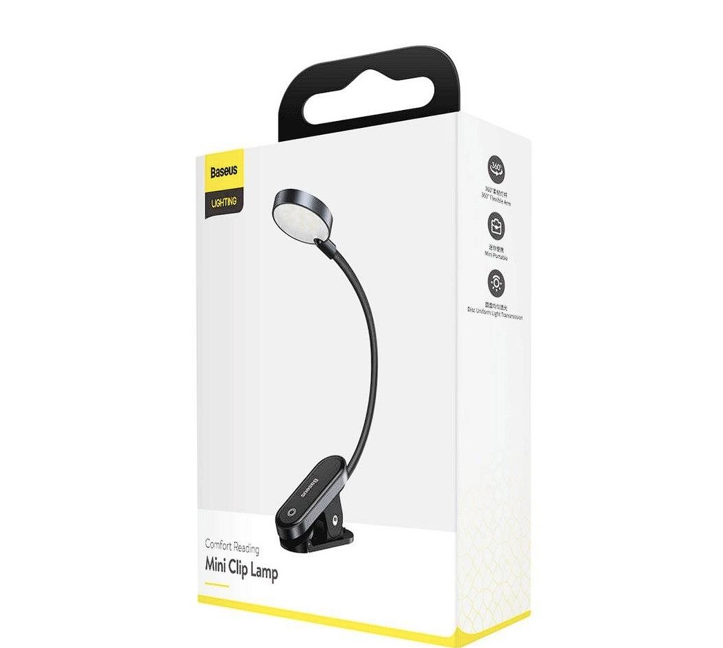 LAMPA pentru citit Baseus Comfort, LED, 3 trepte intensitate luminoasa, acumulator 400mAh, culoare 4000k Cod Produs: DGRAD-0G [2]