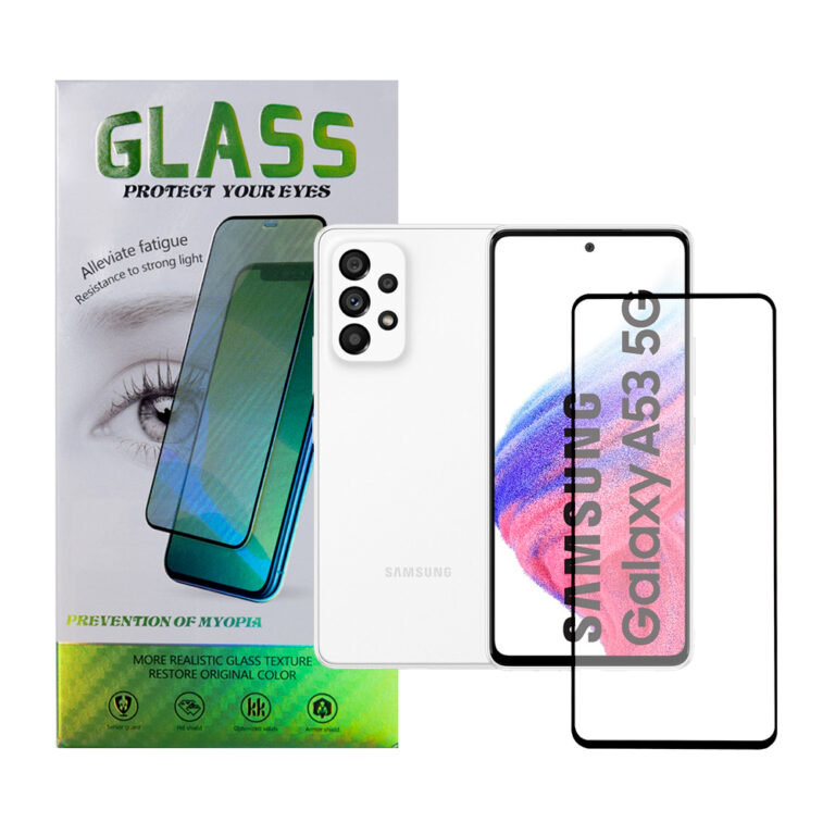 FOLIE STICLA Spacer pentru Samsung Galaxy A53, grosime 0.3mm, acoperire totala ecran, strat special anti-ulei si anti-amprenta, Tempered Glass, sticla 9D, duritate 9H „SPPG-SM-GX-A53-TG”