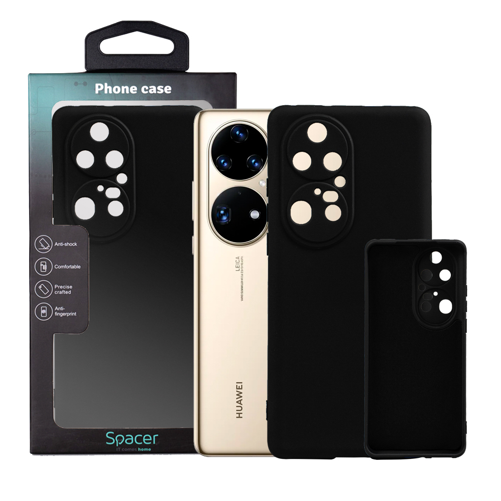 Husa Huawei telefon P 50 Pro, negru, tip back cover, material flexibil silicon + interior cu microfibra, „SPPC-HU-P-50P-SLK”