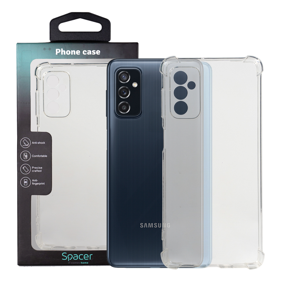 Husa Samsung Galaxy M52 5G Spacer, transparenta, grosime 1.5mm, protectie suplimentara antisoc la colturi, material flexibil TPU „SPPC-SM-GX-M52-CLR”