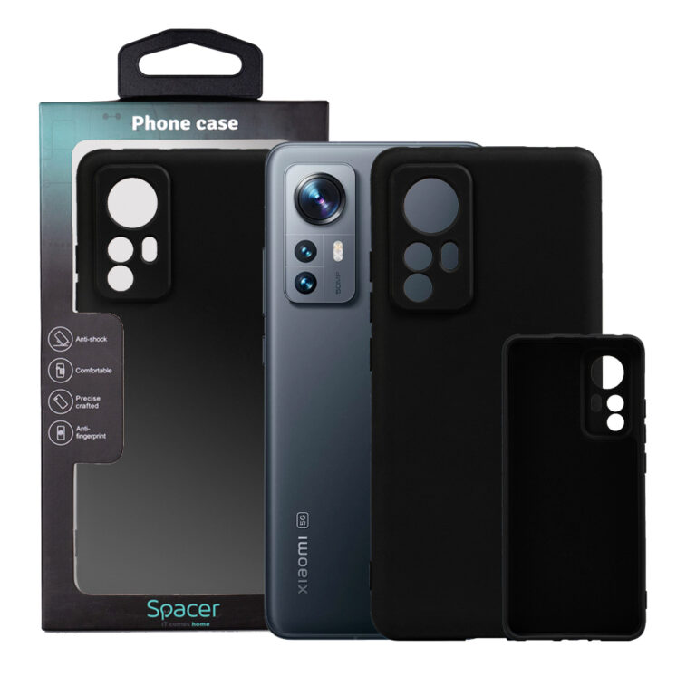 HUSA SMARTPHONE Spacer pentru Xiaomi 12, grosime 2mm, material flexibil silicon + interior cu microfibra, negru „SPPC-XI-12-SLK”