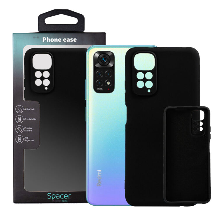 HUSA SMARTPHONE Spacer pentru Xiaomi Redmi Note 11, grosime 2mm, material flexibil silicon + interior cu microfibra, negru „SPPC-XI-RM-N11-SLK”