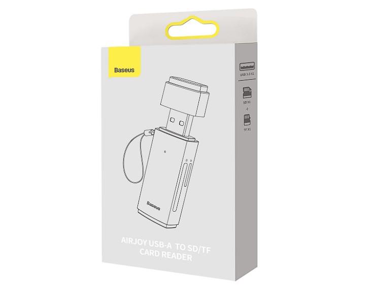 CARD READER extern Baseus Lite, interfata USB 3.0, citeste/scrie: SD, microSD viteza pana la 480Mbps,  suporta carduri maxim 512 GB, metalic, gri Cod Produs: WKQX060013 [2]