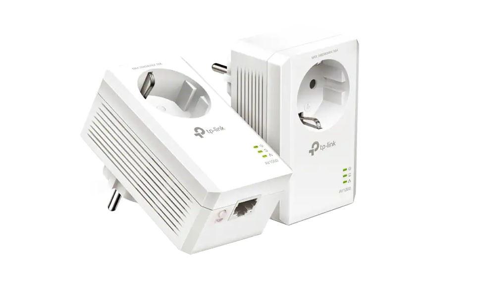 Kit Adaptor Powerline Tplink Tehnologie Av  Av1000 Pana La 1000mbps 1 Port Gigabit Priza Ac 2buc Tlpa7017p Kit Include Timbru Verde 15 Lei