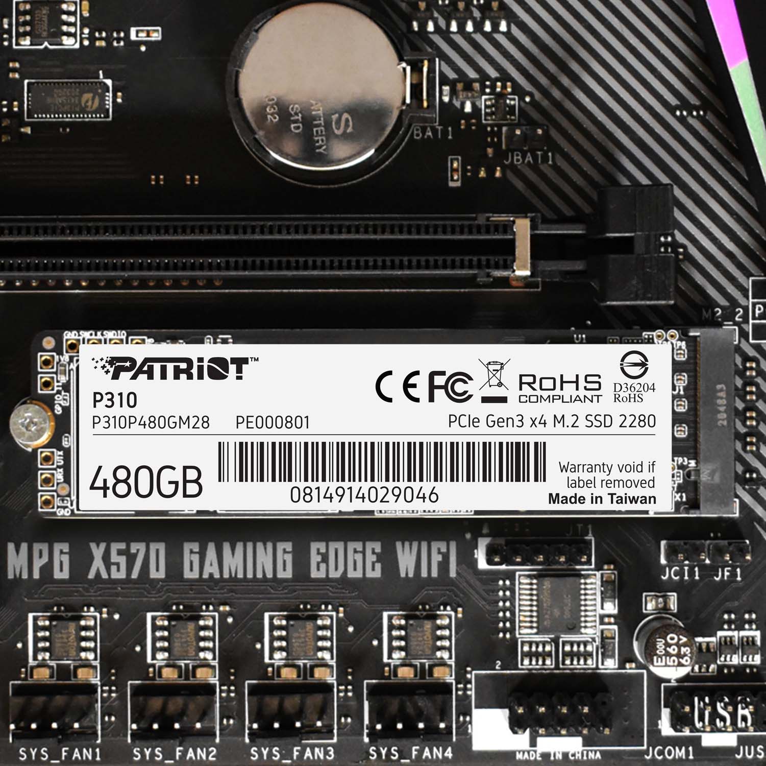 Ssd Patriot P310 480 Gb M2 Pcie Gen30 X4 Rw 17001500 Mbs P310p480gm28