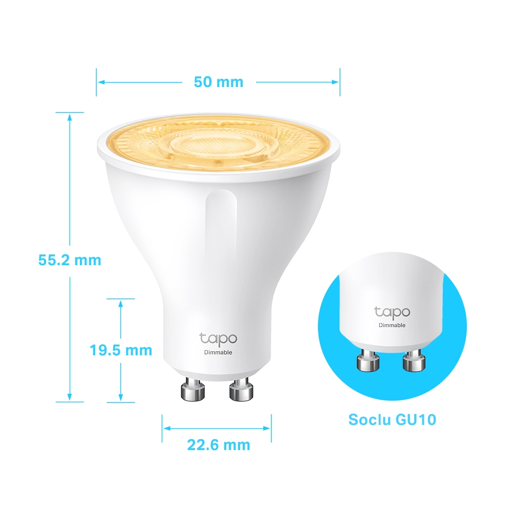 BEC LED wireless TP-LINK, 350lm, 2.9W, fasung GU10, lumina calda 2700K , control prin smartph.cu apl.Tapo, ajustare automata a luminii in fct. de mom zilei Cod Produs: Tapo L610 [1]