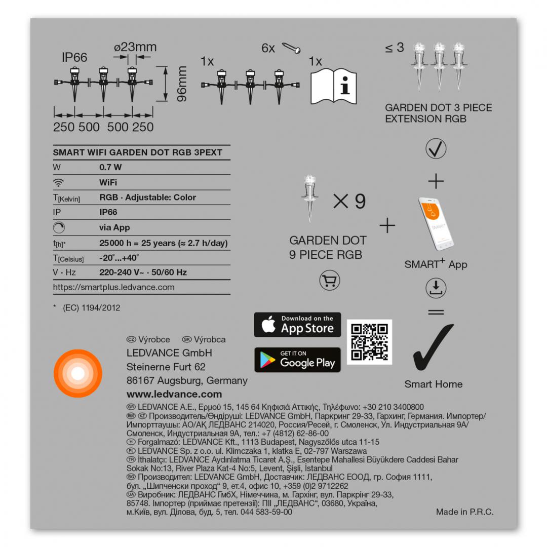 Smart Wifi Garden Dot Rgb 3pext Ledv 000004058075478572 Include Tv 175lei