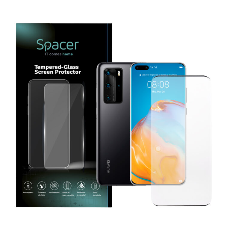 FOLIE STICLA Spacer pentru Huawei P 40 Pro, grosime 0.3mm, acoperire totala ecran, strat special anti-ulei si anti-amprenta, Tempered Glass „SPPG-HU-P-40P-TG”