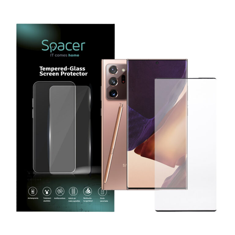 FOLIE STICLA Spacer pentru Samsung Galaxy Note 20 Ultra, grosime 0.3mm, acoperire totala ecran, strat special anti-ulei si anti-amprenta, Tempered Glass „SPPG-SM-GX-N20U-TG”